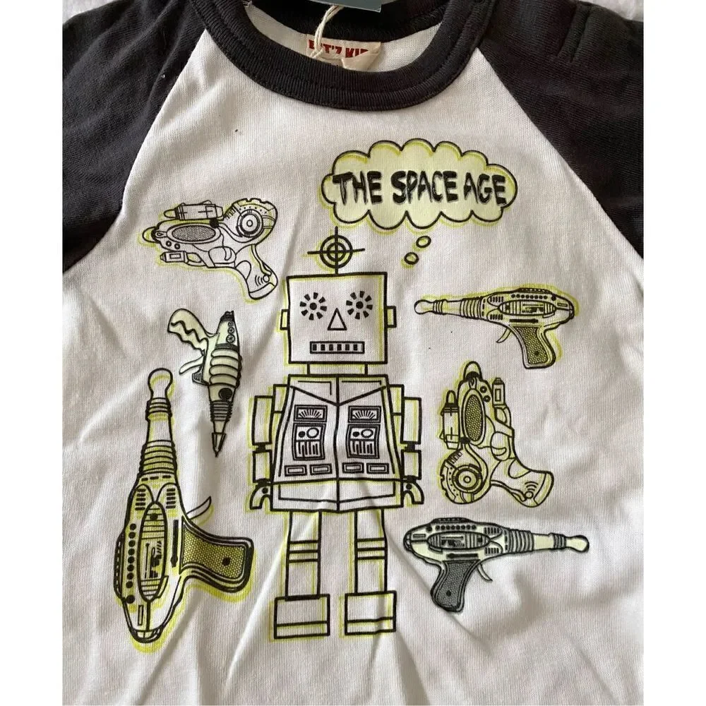 Glow-in-Dark Nostalgic Space Age Raglan Long-sleeve T-shirt, Sz: 12-18m NWT